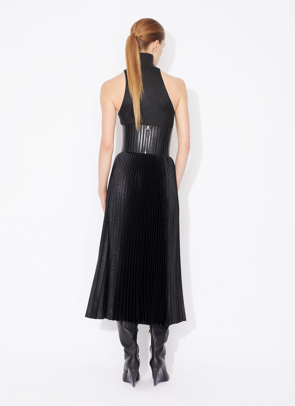 CROCODILE SATIN MIDI SKIRT ALAÏA BLACK CROCODILE SATIN MIDI SKIRT